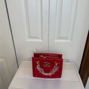 Badgley Mischka Red Mini Bag with Gold Accents‎